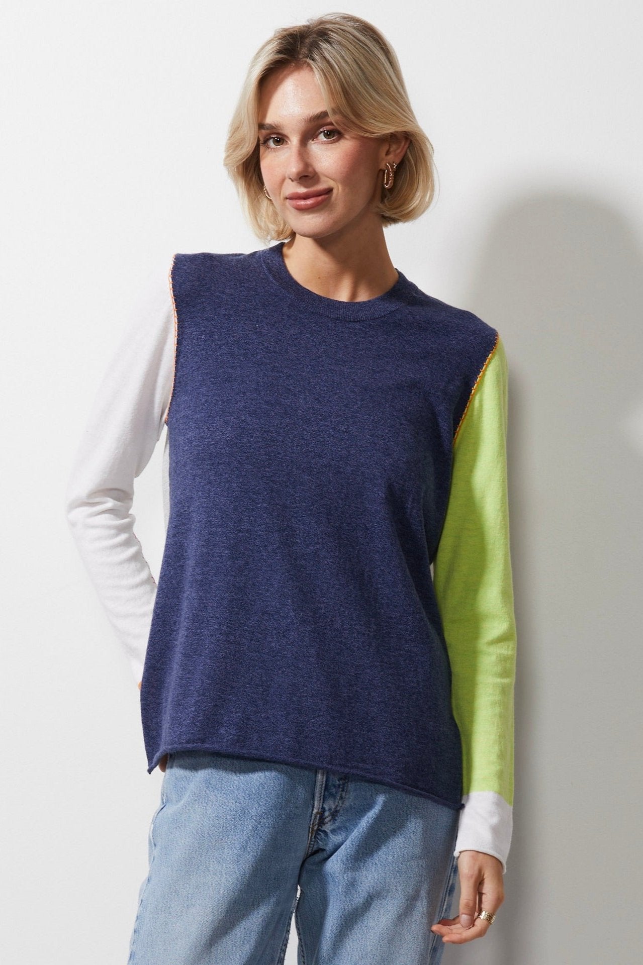 Z&P COLOUR BLOCK JUMPER - DENIM - THE VOGUE STORE