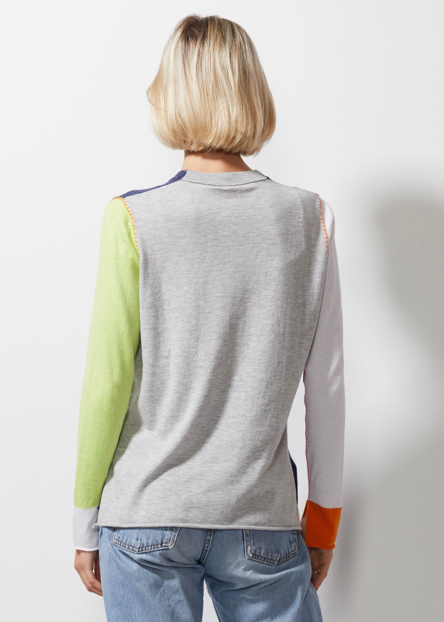 Z&P COLOUR BLOCK JUMPER - DENIM - THE VOGUE STORE