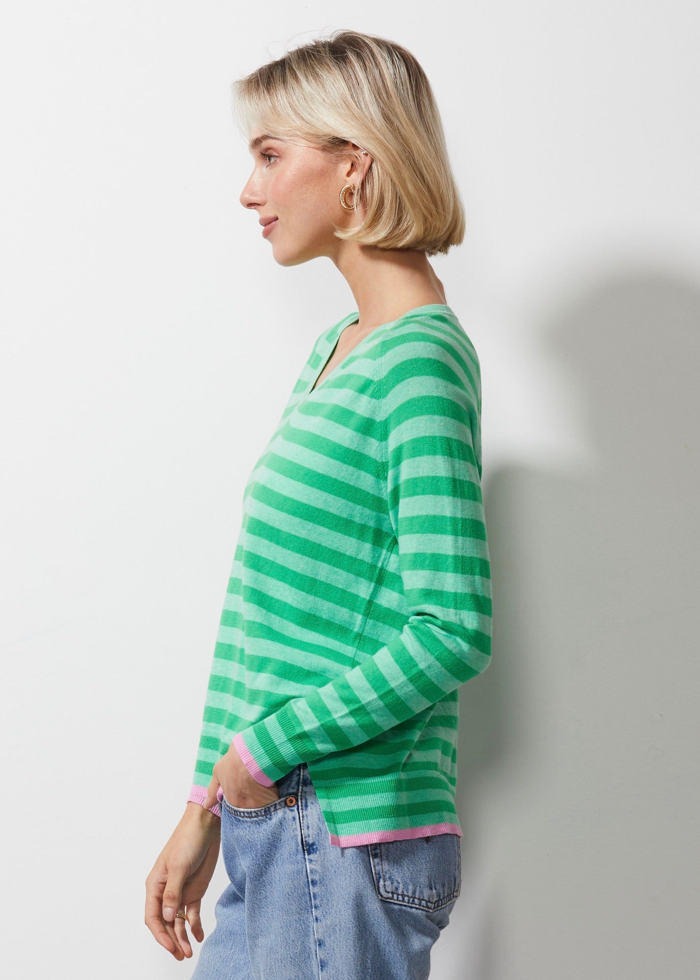 Z&P ESSENTIAL STRIPE V  - MINT - THE VOGUE STORE