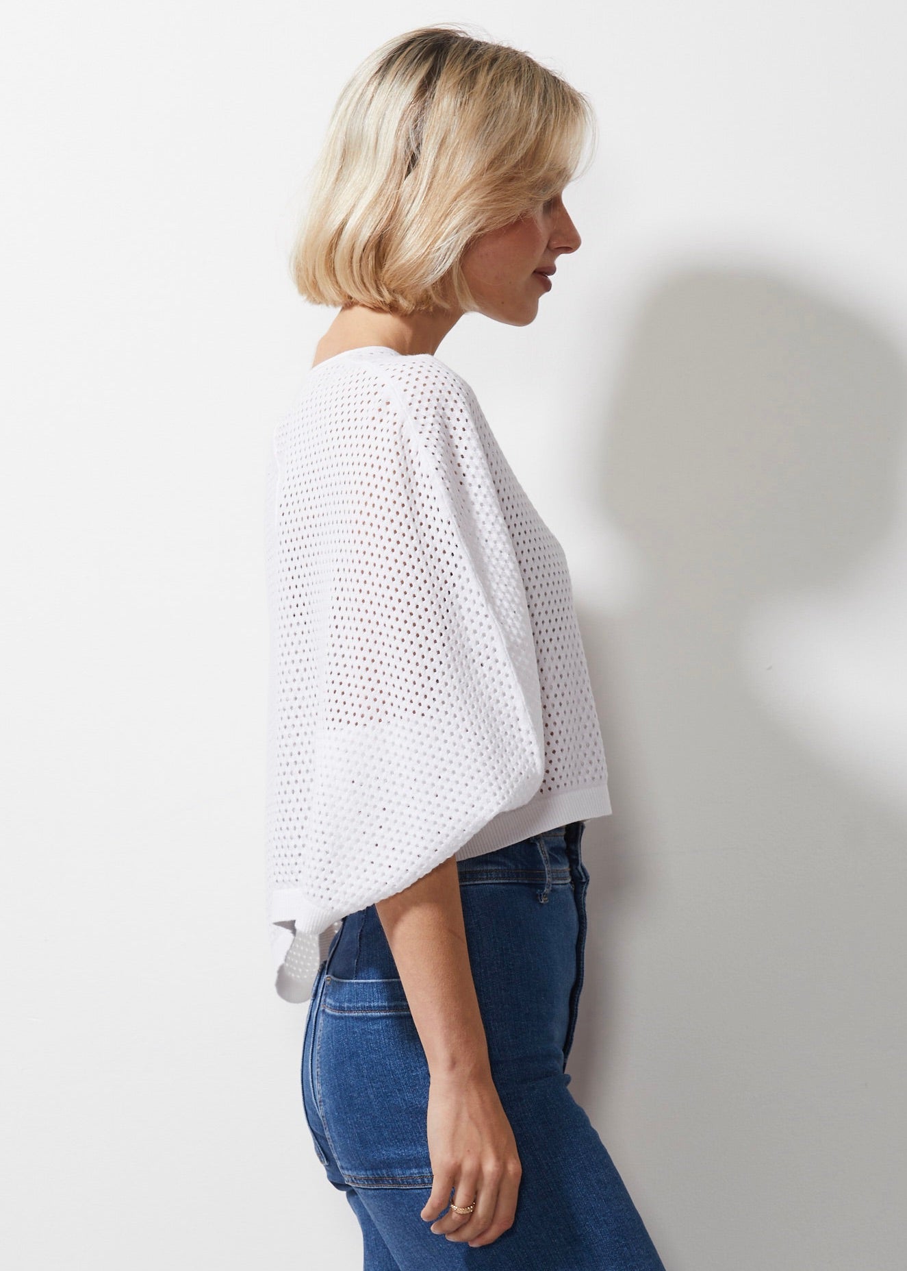 Z&P HOLEY SHRUG - WHITE - THE VOGUE STORE