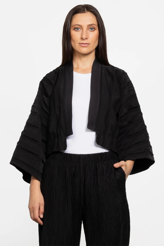 REPERTOIRE AKARI CROP KIMONO - BLACK - THE VOGUE STORE