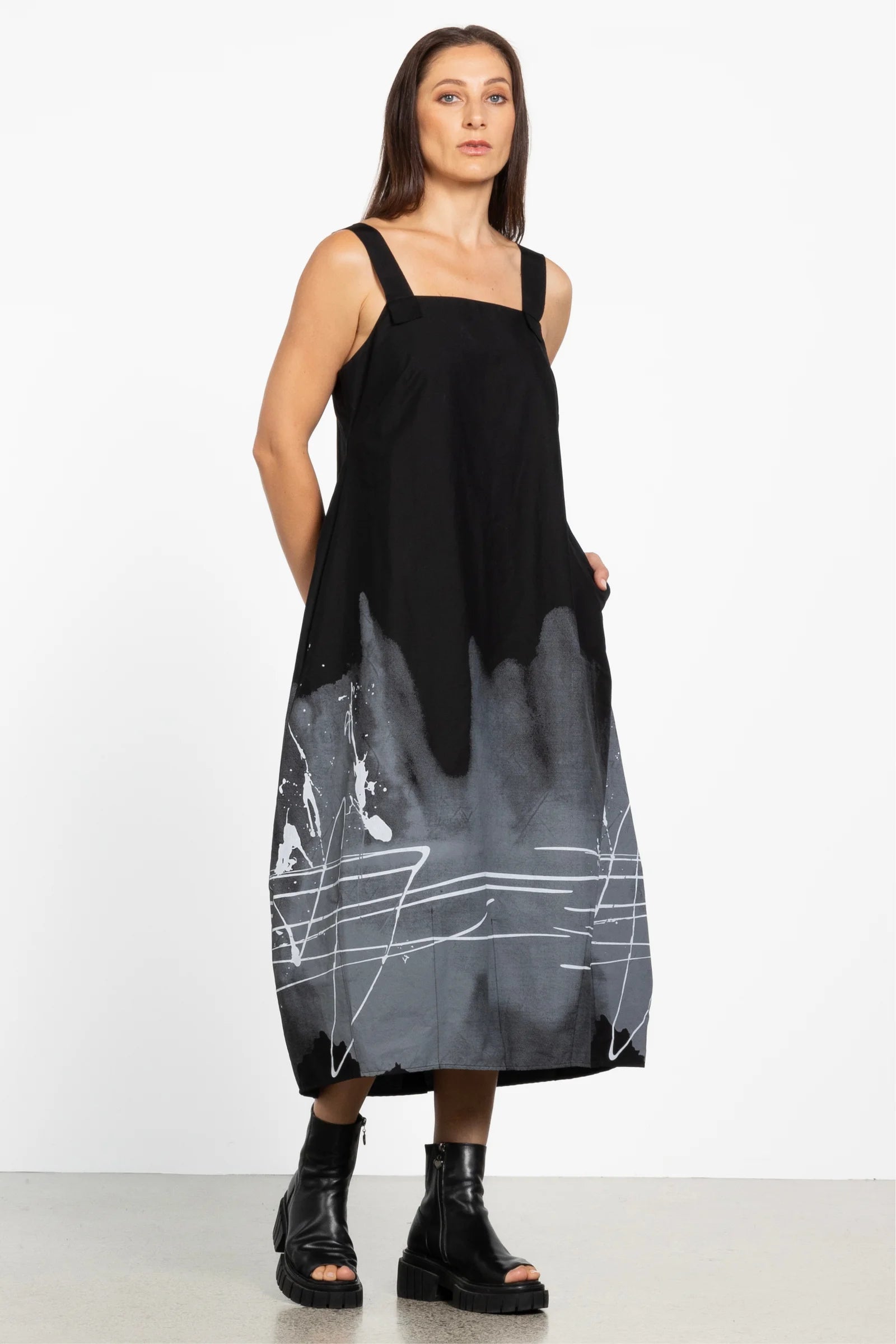 REPERTOIRE ARTIST DRESS - GREY PRINT - THE VOGUE STORE