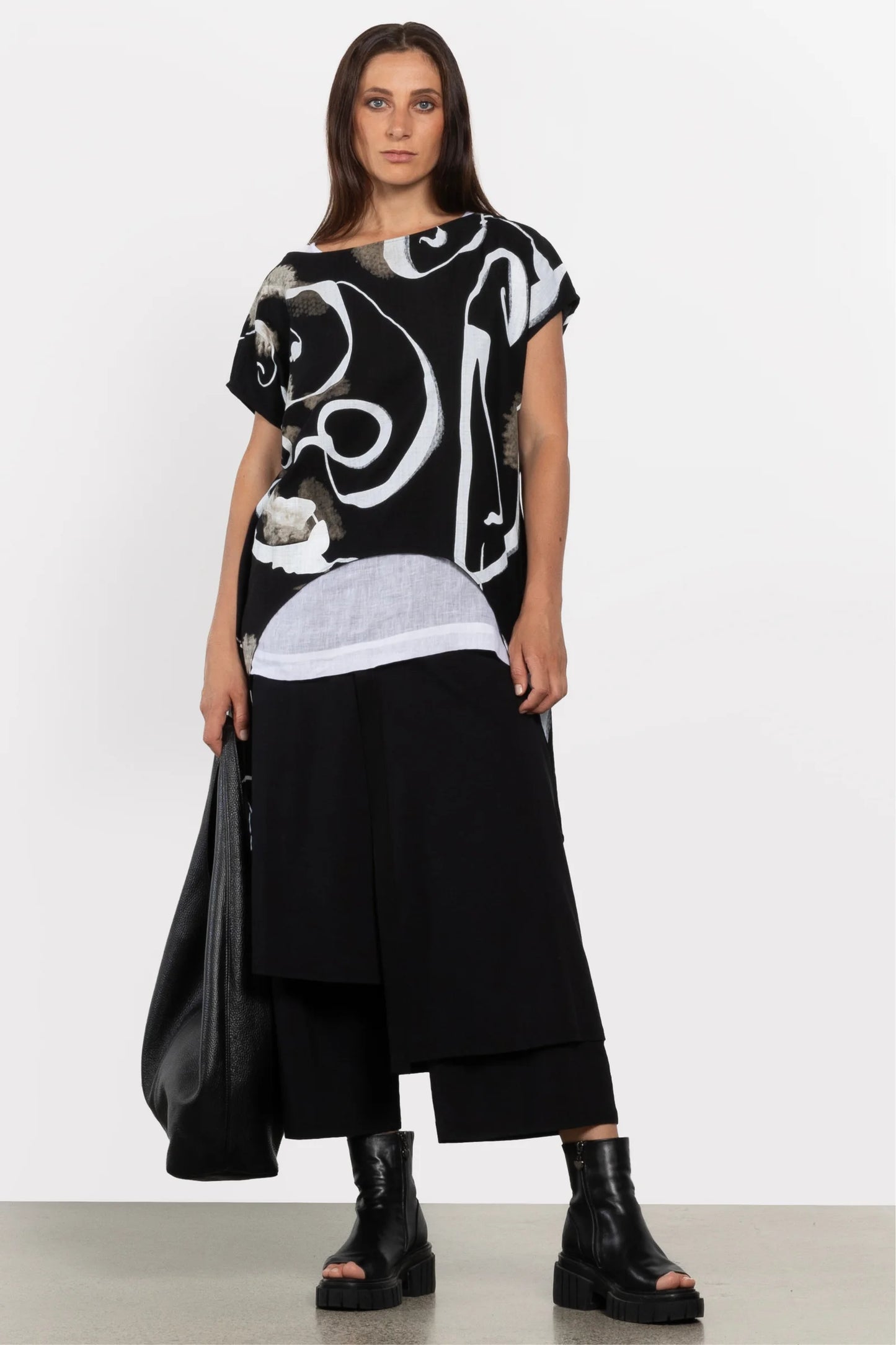 REPERTOIRE CALLUM TOP - PRINT B/W - THE VOGUE STORE