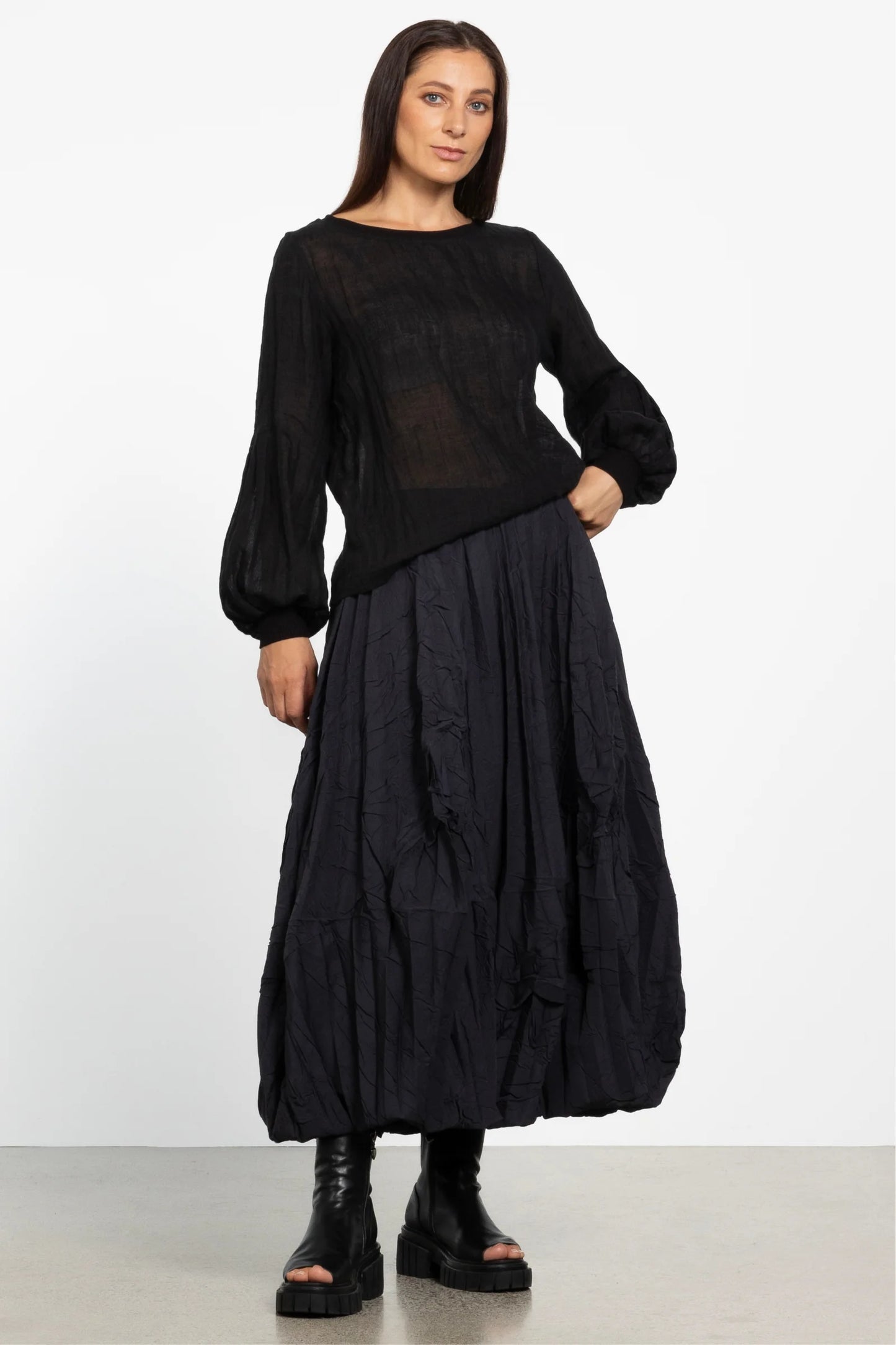 REPERTOIRE CHIKA PLEAT SKIRT - BLACK - THE VOGUE STORE