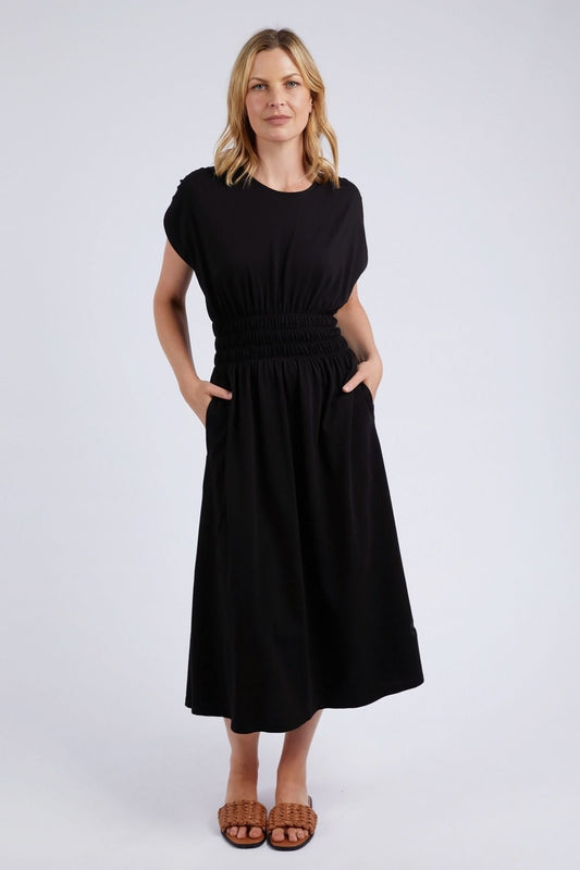 ELM NELLE MIDI DRESS - BLACK - THE VOGUE STORE