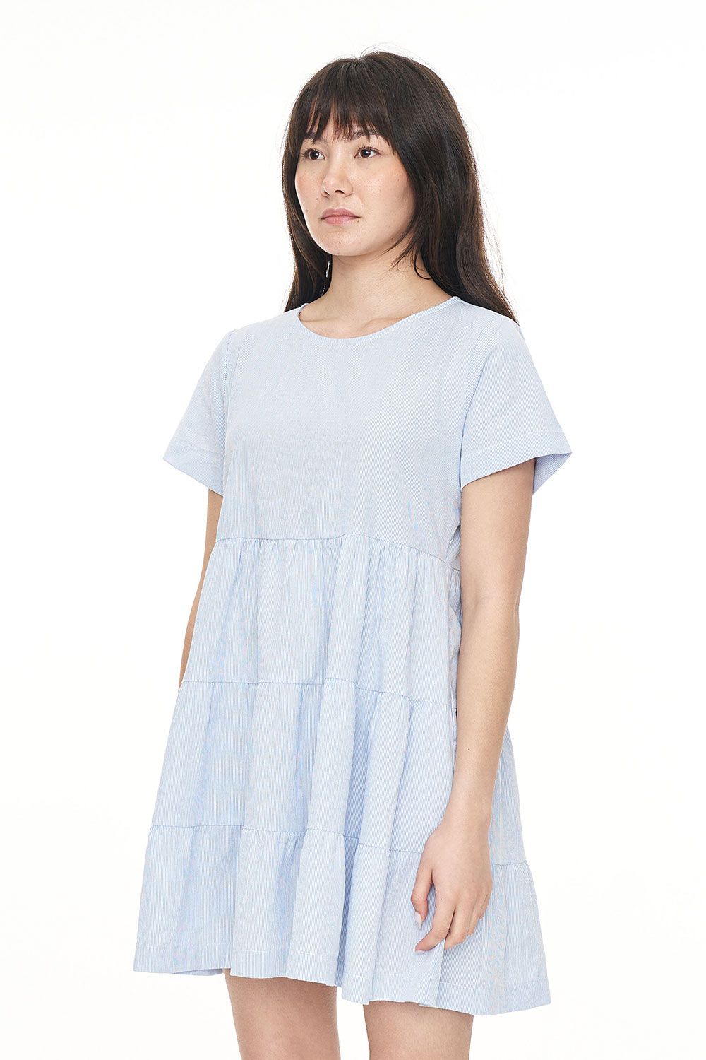 HUFFER CRUISE MILLY DRESS - BLUE HAZE/CHALK - THE VOGUE STORE