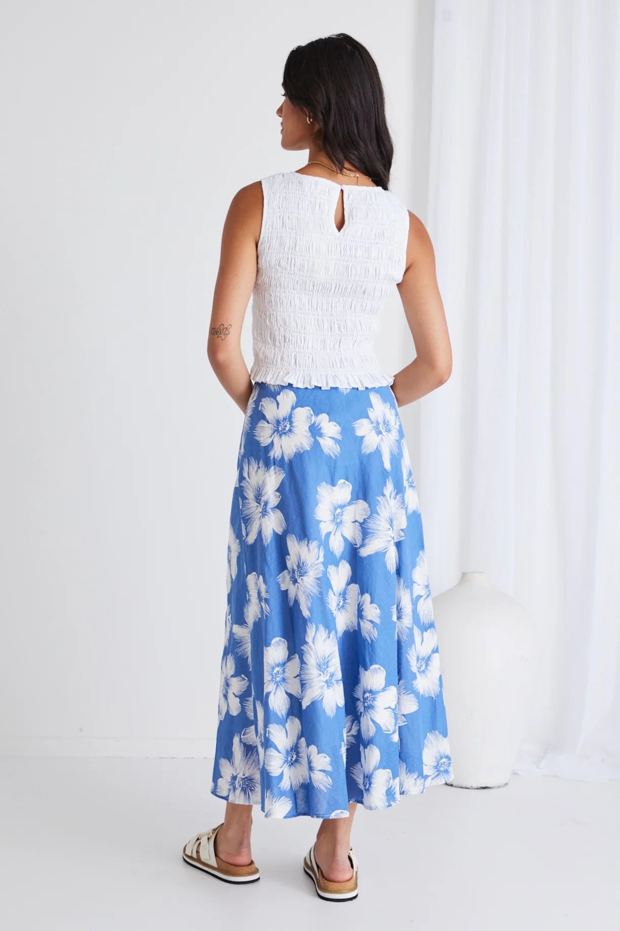 IVY + JACK HAVEN HIBISCUS LINEN FLOATY BIAS CUT MAXI SKIRT - THE VOGUE STORE