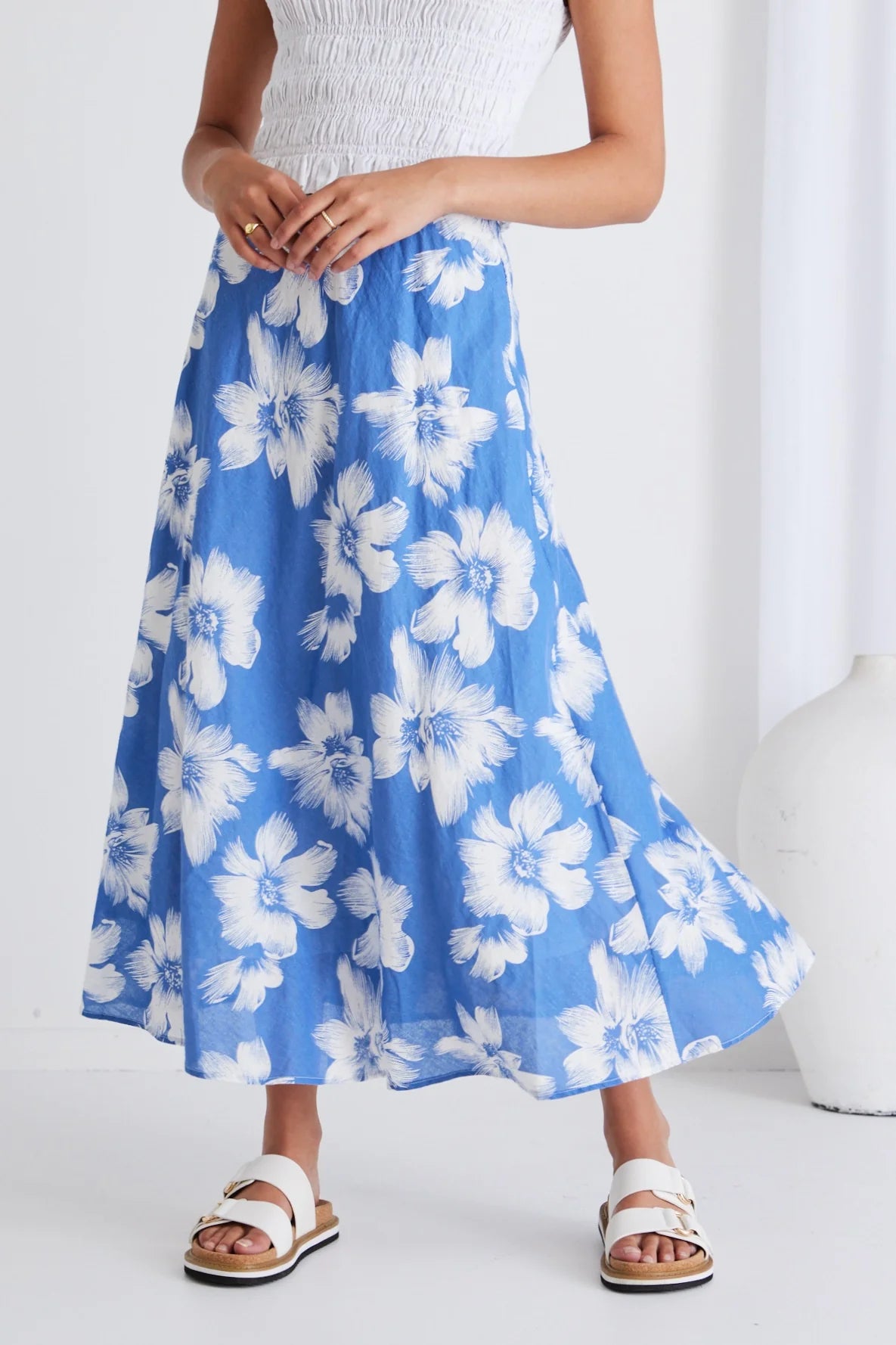 IVY + JACK HAVEN HIBISCUS LINEN FLOATY BIAS CUT MAXI SKIRT - THE VOGUE STORE