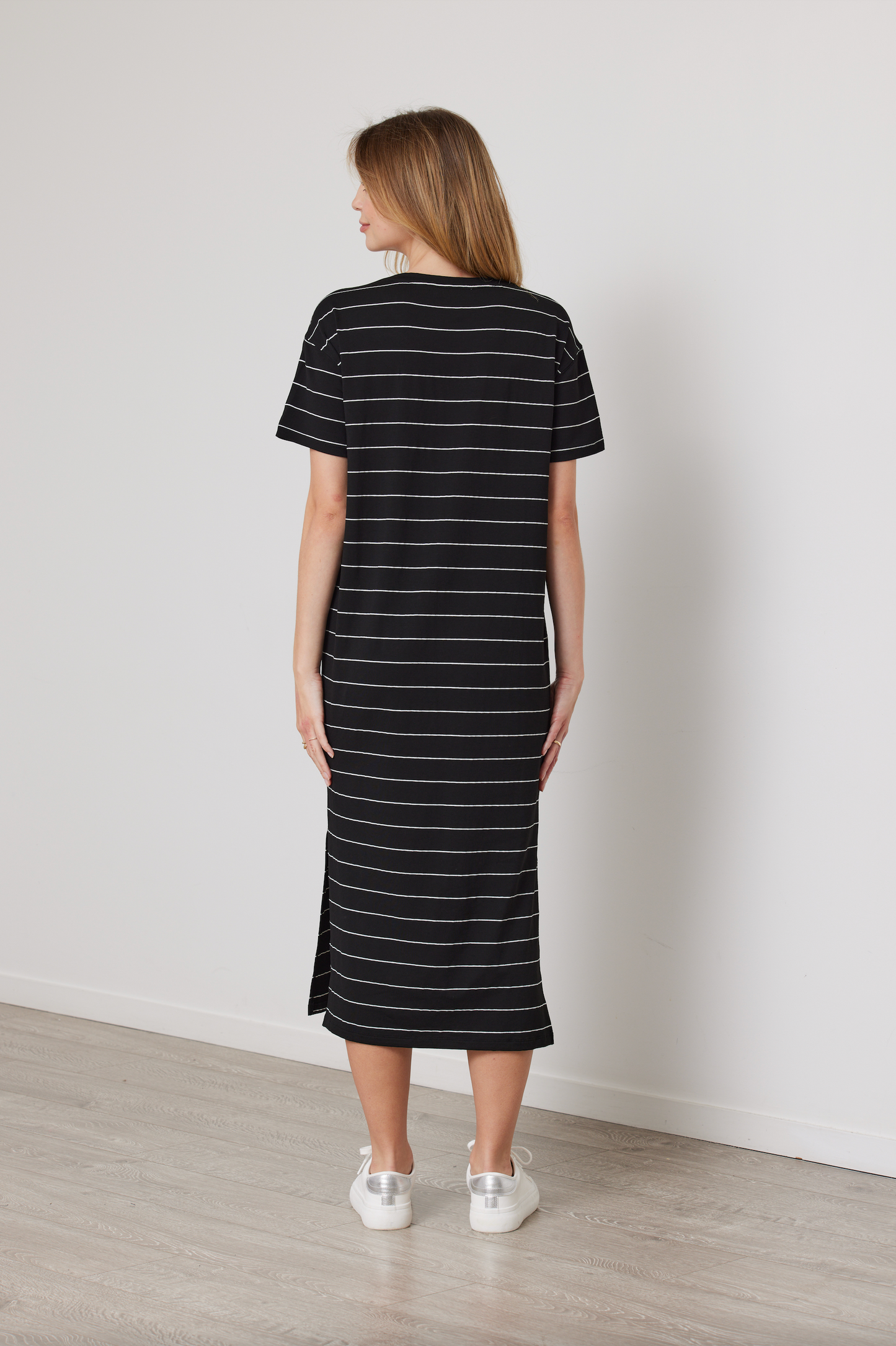 DUO UNION DRESS - BLACK/WHITE STRIPE - THE VOGUE STORE