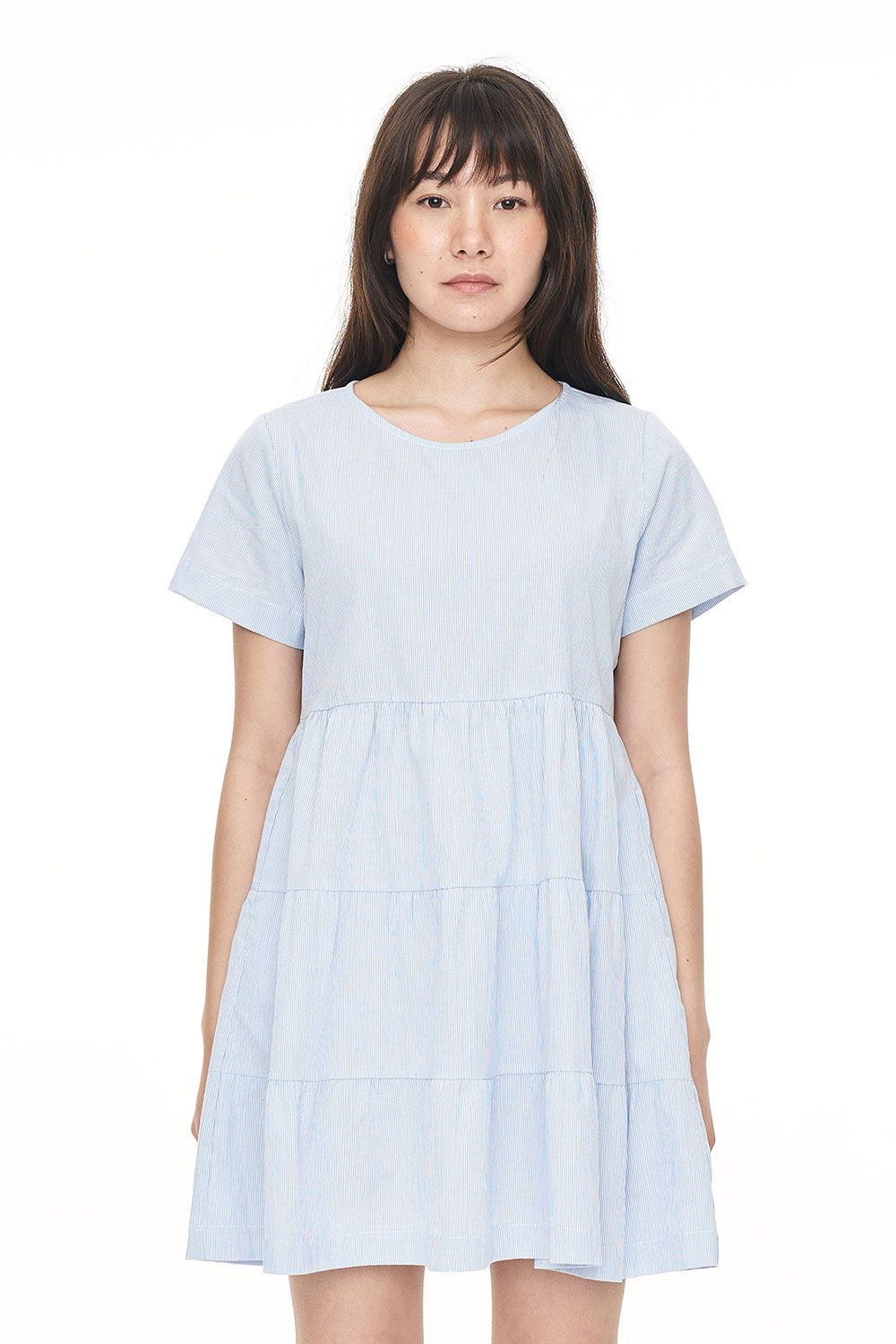 HUFFER CRUISE MILLY DRESS - BLUE HAZE/CHALK - THE VOGUE STORE