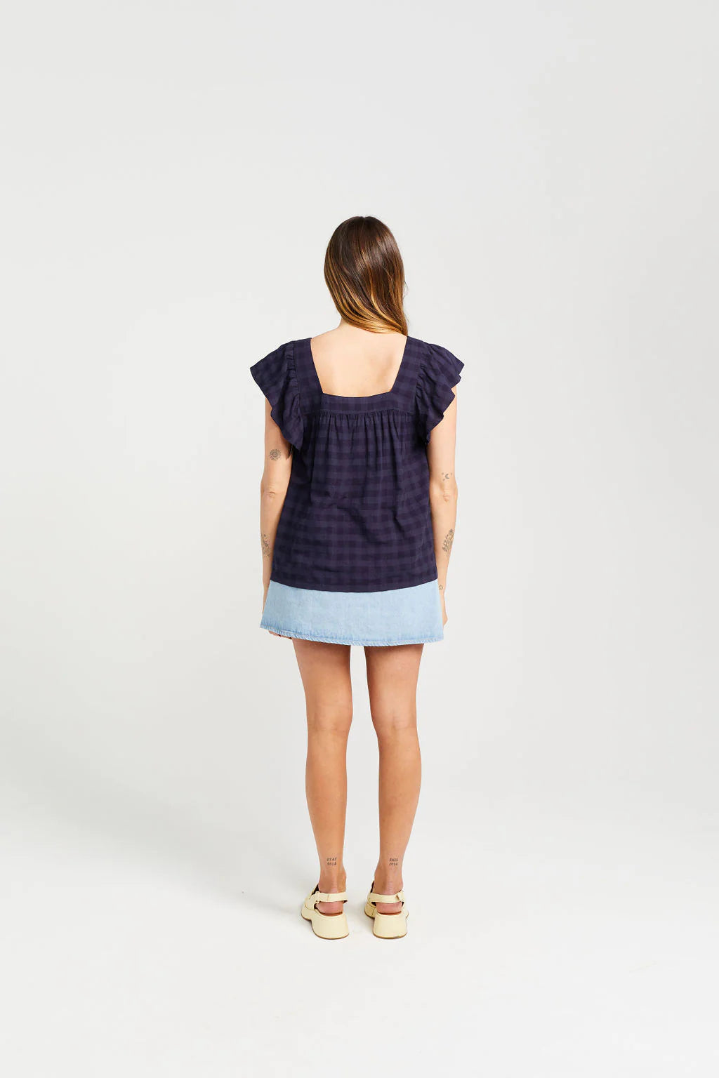 THING THING TIGGY TOP - NAVY CHECK - THE VOGUE STORE