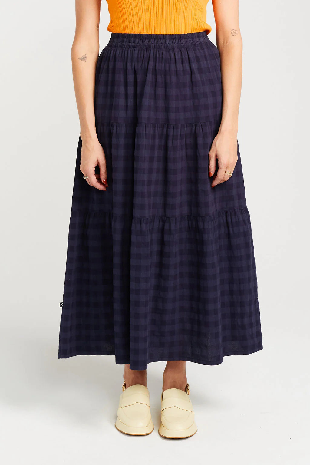 THING THING CLARA SKIRT - NAVY CHECK - THE VOGUE STORE