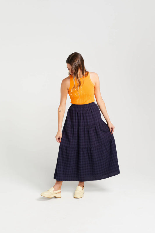 THING THING CLARA SKIRT - NAVY CHECK - THE VOGUE STORE