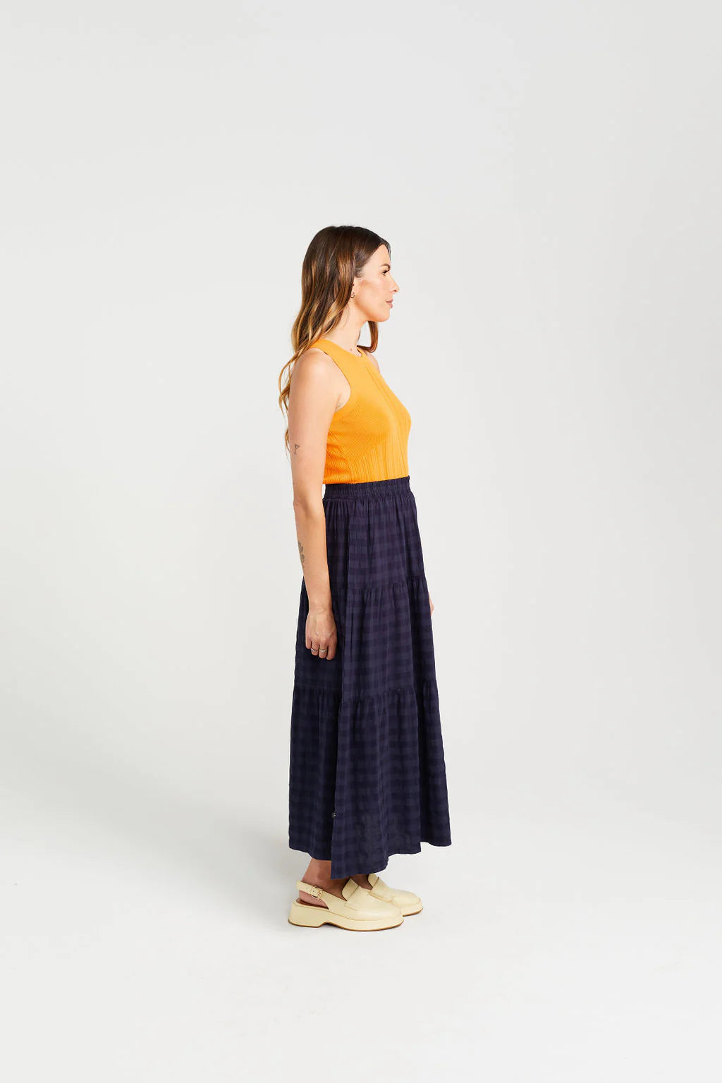 THING THING CLARA SKIRT - NAVY CHECK - THE VOGUE STORE