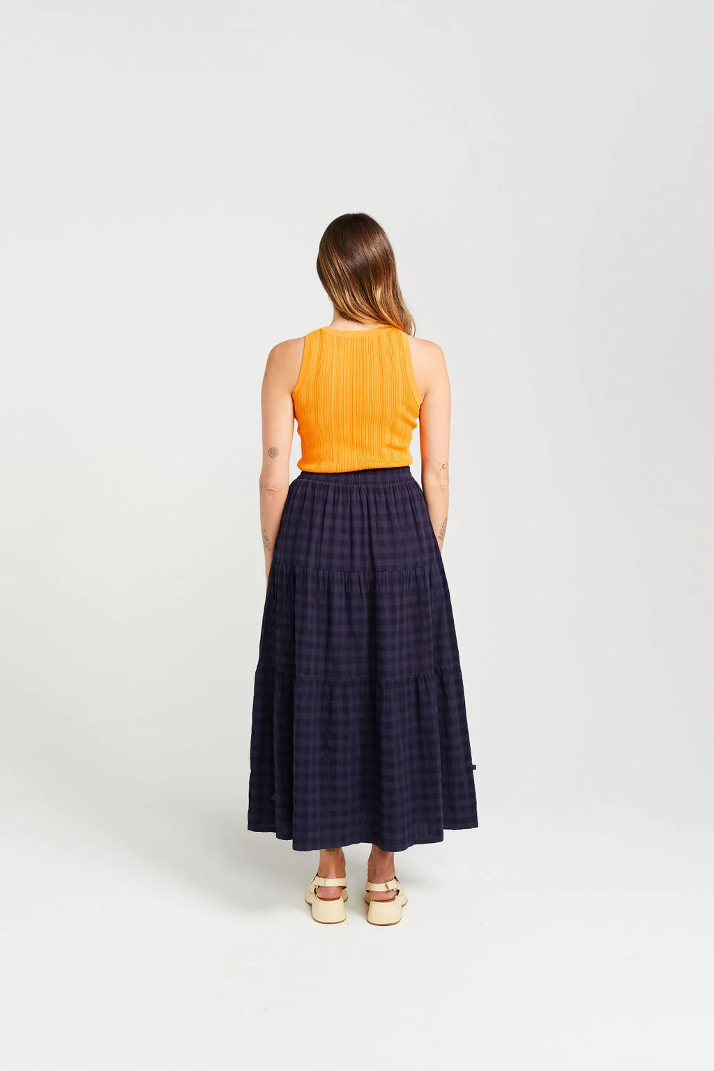 THING THING CLARA SKIRT - NAVY CHECK - THE VOGUE STORE