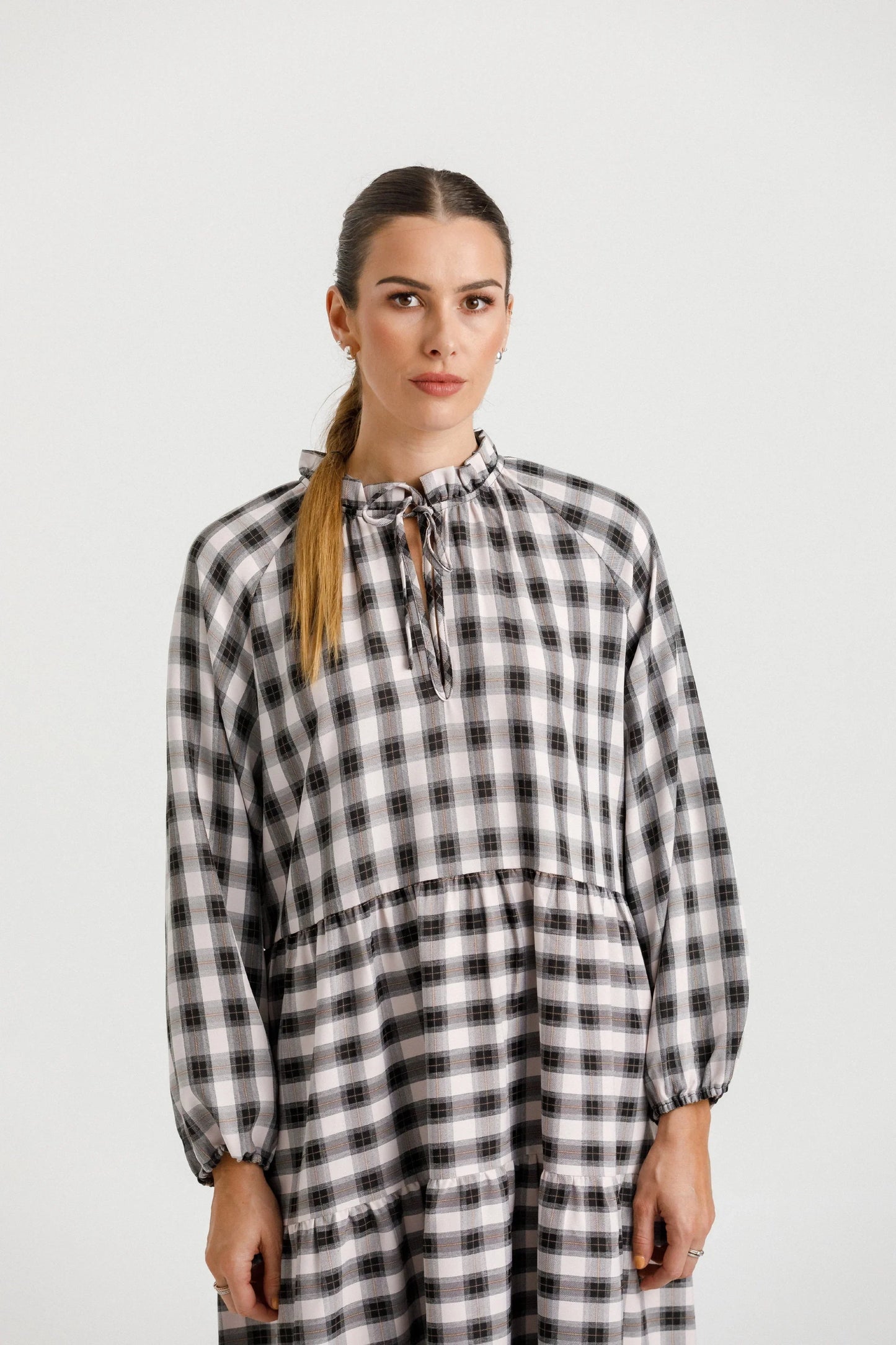 THING THING PARADISE DRESS - SOFT PINK CHECK - THE VOGUE STORE