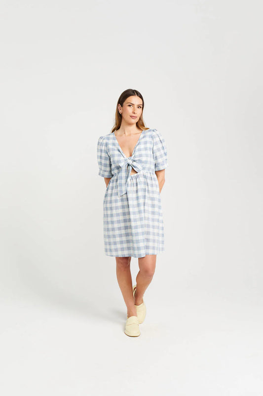 THING THING DAZZLE DRESS - MARINE CHECK - THE VOGUE STORE