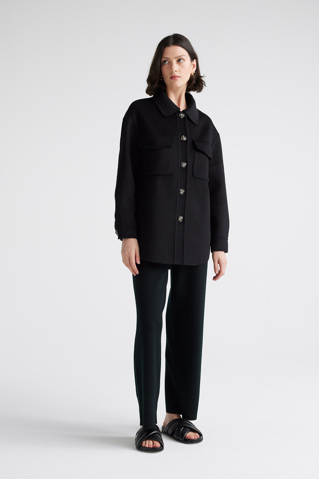 TOORALLIE WOOL SHIRT JACKET - BLACK