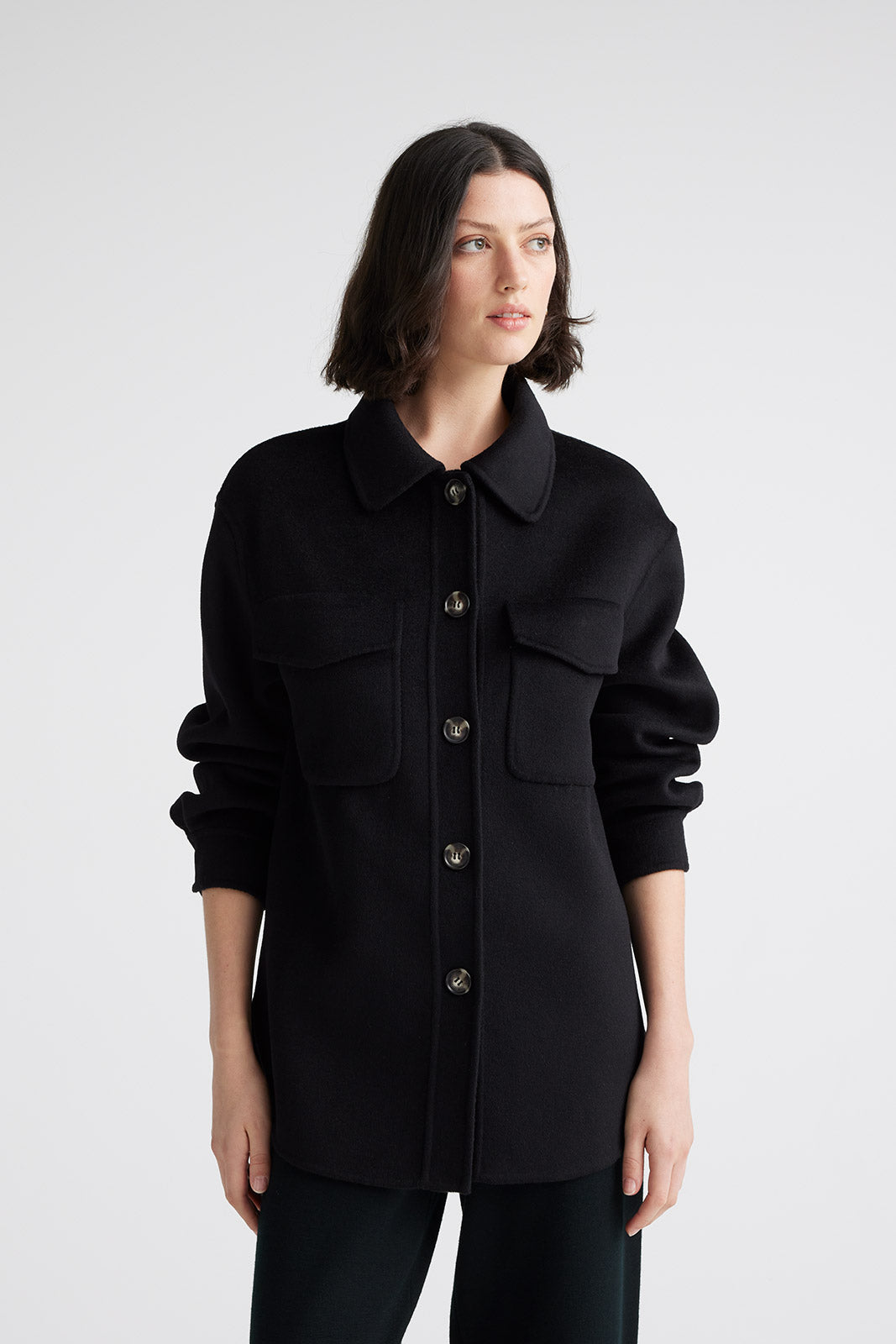 TOORALLIE WOOL SHIRT JACKET - BLACK