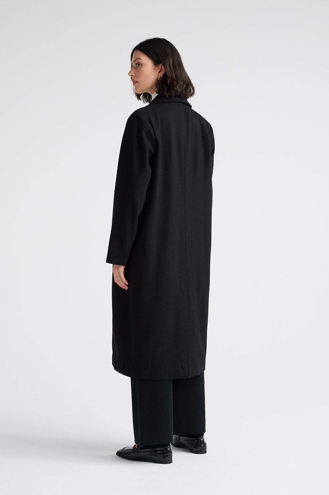 TOORALLIE TAILORED WOOL COAT - BLACK